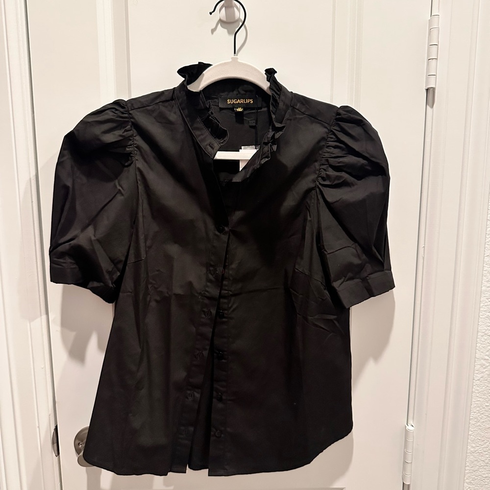 Black Puff Sleeve Blouse